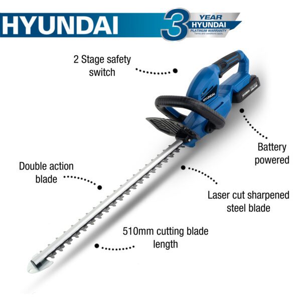 Hyundai 20V Li-Ion Cordless Hedge Trimmer - Battery Powered | HY2188 - Image 18