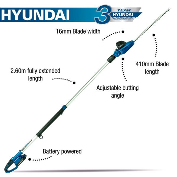 Hyundai 20V Li-Ion Cordless Pole Hedge Trimmer - Long Reach Battery Powered Pole Trimmer | HY2191 - Image 23