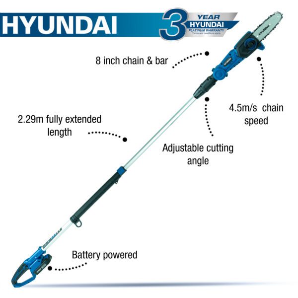 Hyundai 20V Li-Ion Cordless Pole Saw / Pruner - Long Reach Battery Powered Pole Saw | HY2192 - Image 23